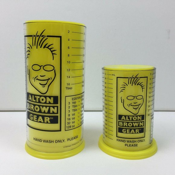 Vintage Alton Brown Gear Good Eats Yellow Measure-All Adjustable Measuring Cups - Picture 1 of 12